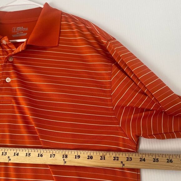 PGA Tour Mens Shirt Polo XL Extra Large‎ Orange Striped Short Sleeve Golf Sports - Picture 9 of 13